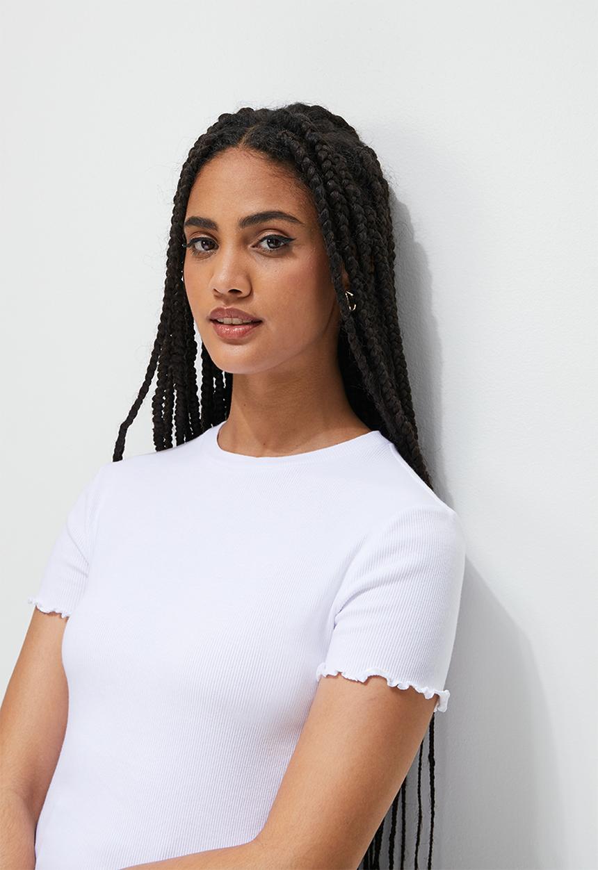 Blake - Lettuce basic rib fitted tee - white