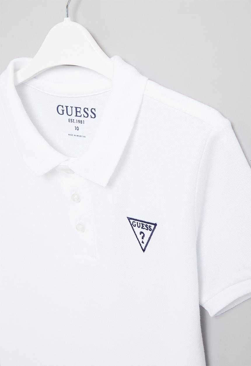 GUESS - Short sleeve guess core embroider golfer - true white