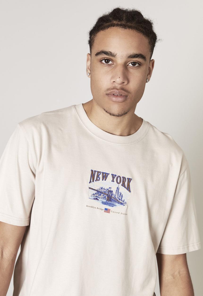 Factorie - Regular graphic t shirt - beige
