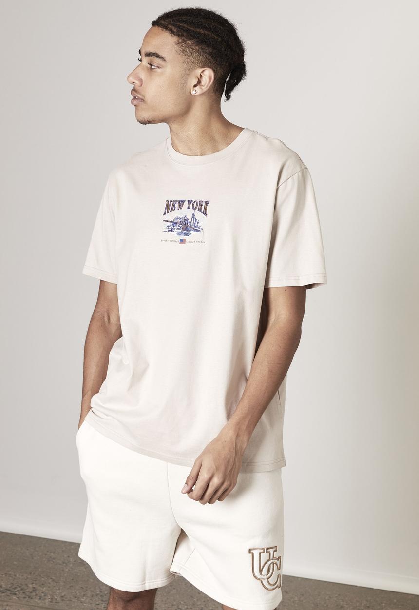 Factorie - Regular graphic t shirt - beige