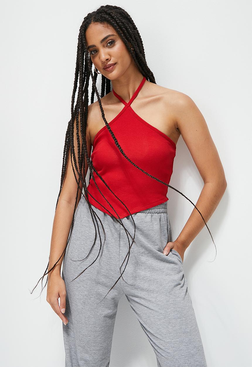 Blake - Halter crop top - red