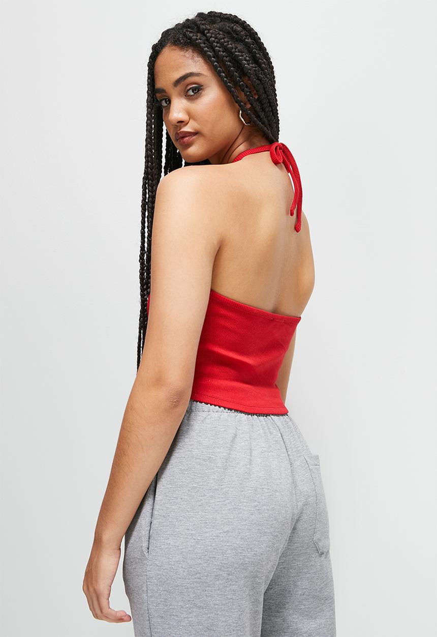 Blake - Halter crop top - red