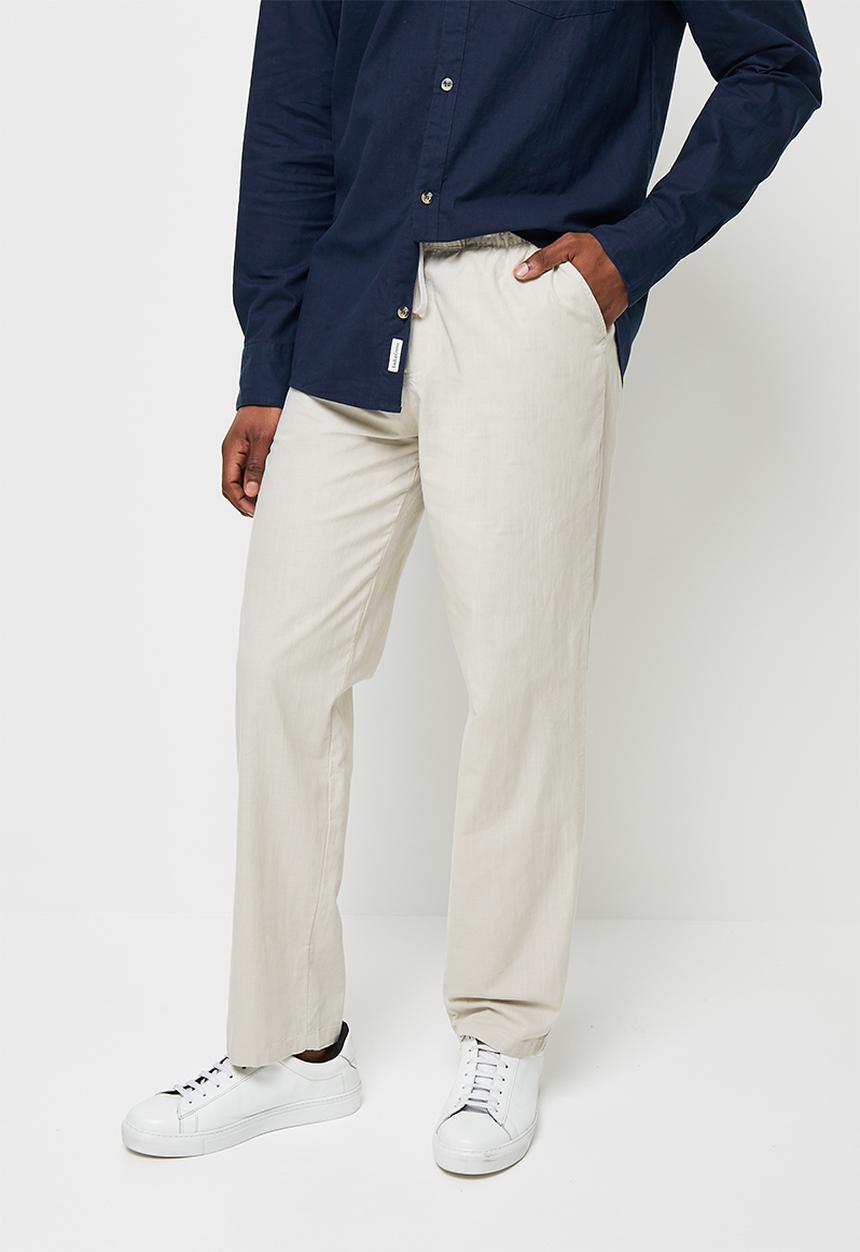 Lark & Crosse - Textured elastic waistband pant - grey