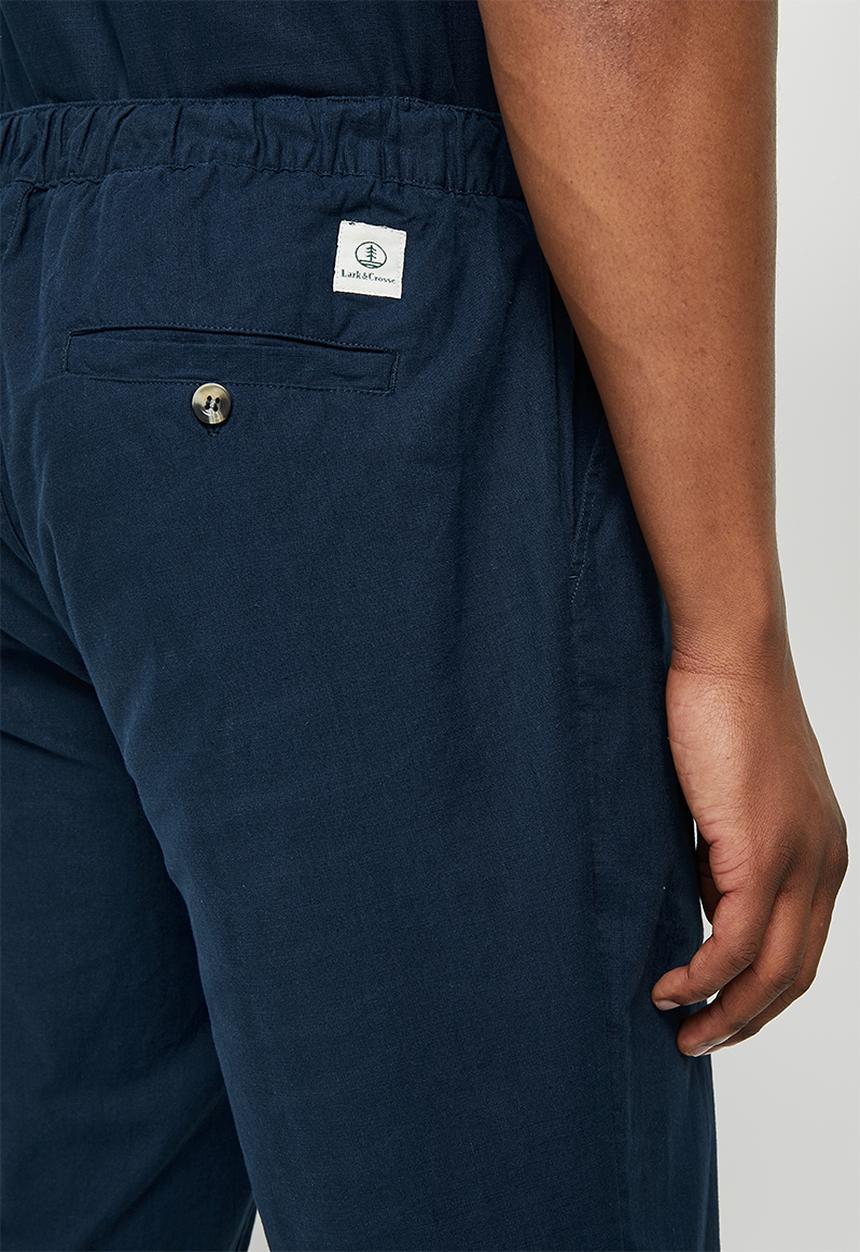 Lark & Crosse - Textured elastic waistband pant - navy