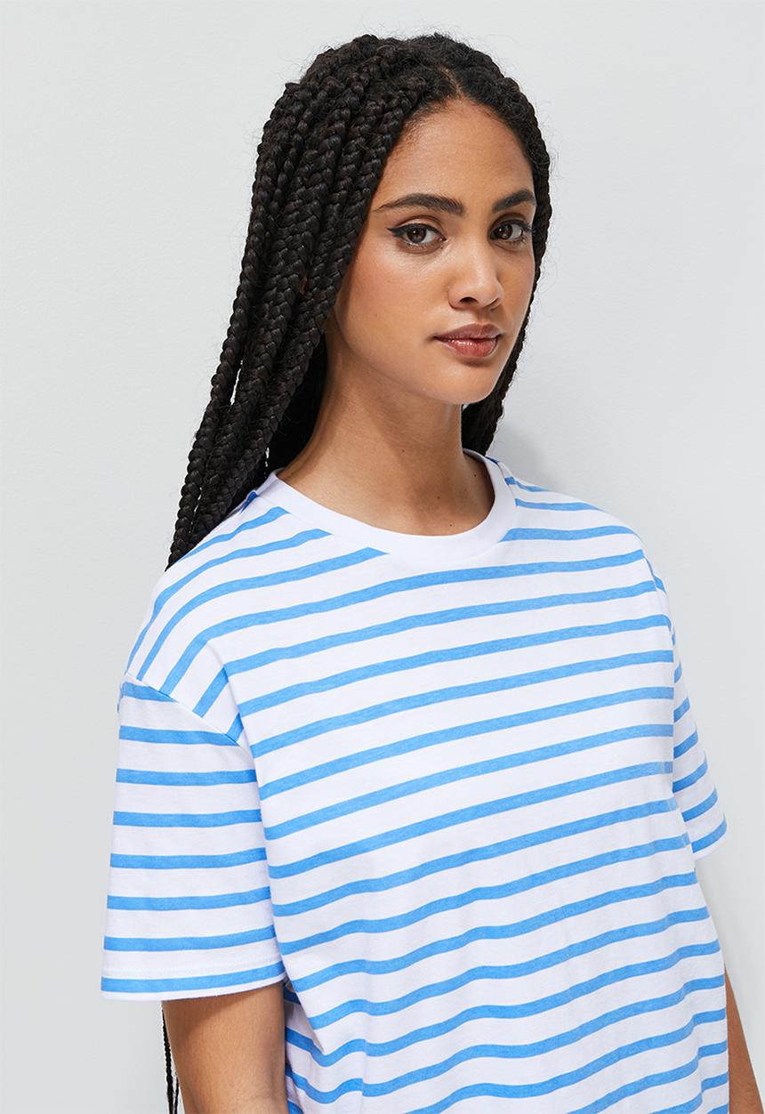 Blake - Oversized striped tee - blue & white