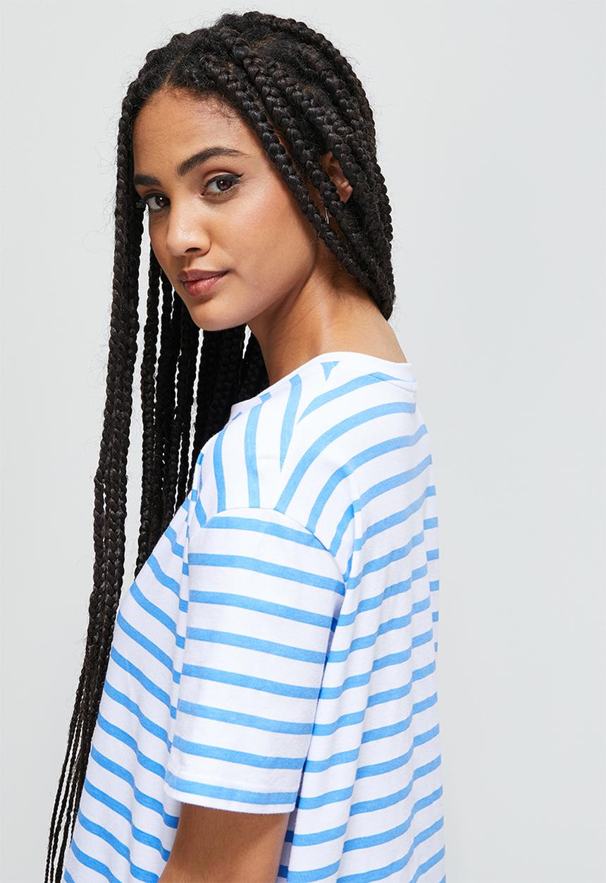 Blake - Oversized striped tee - blue & white