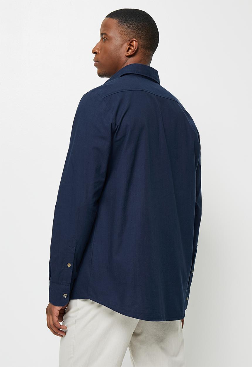Lark & Crosse - Regular fit lightweight textured shirt - navy