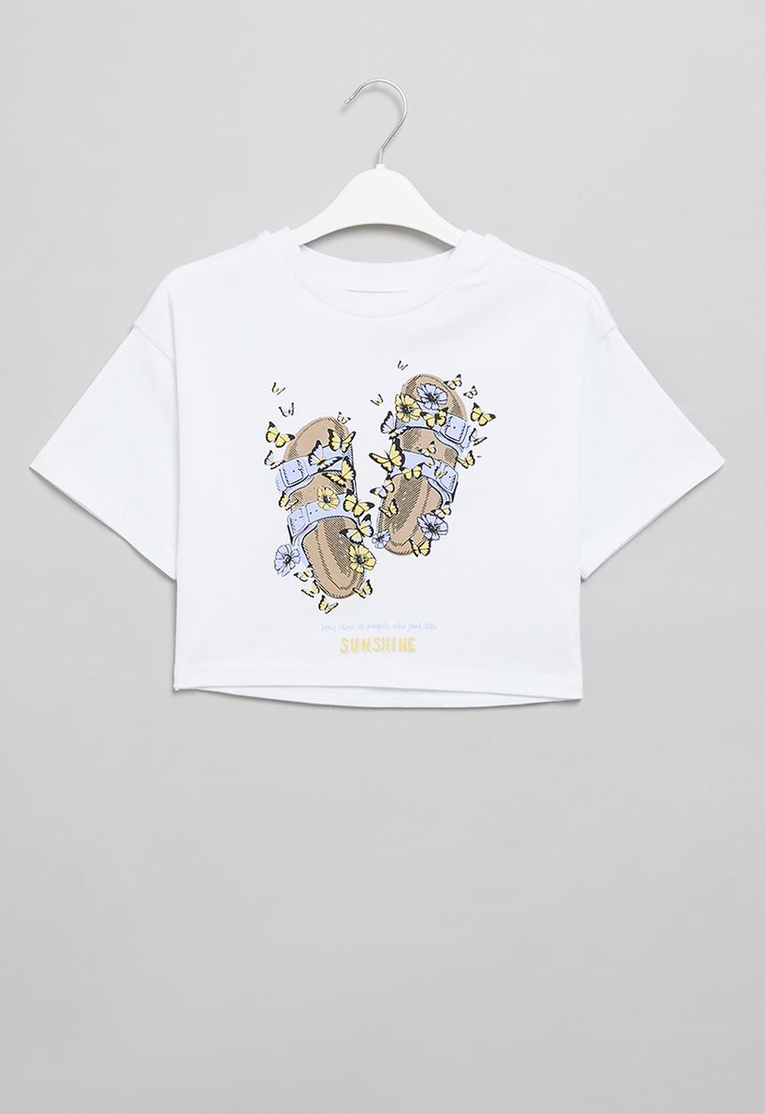 Rebel Republic - Boxy crop top - white