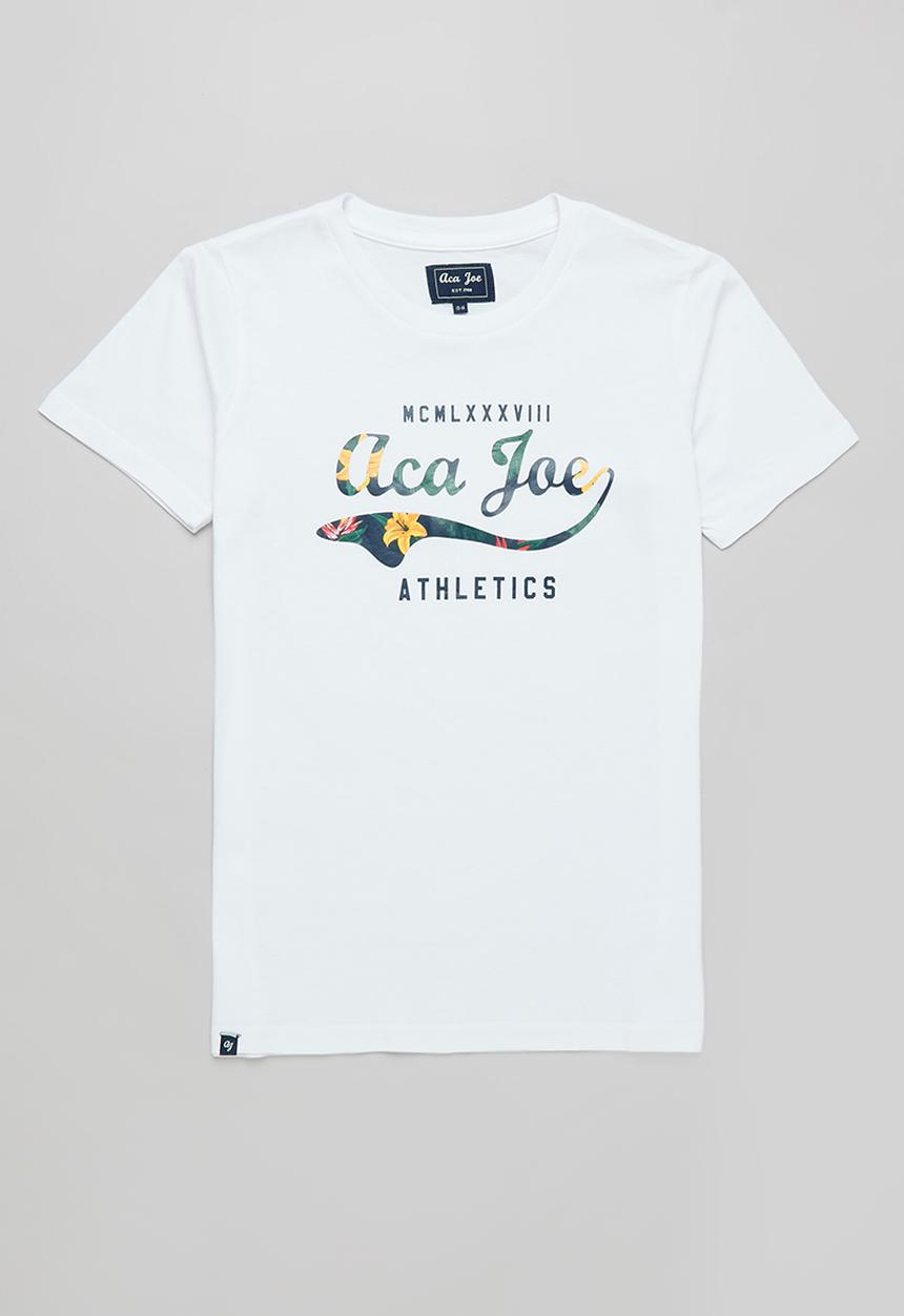 Aca Joe - Boys aca joe floral logo print t-shirt - white