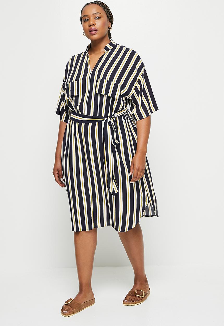 edit Plus - Belted shirt dress - multi 