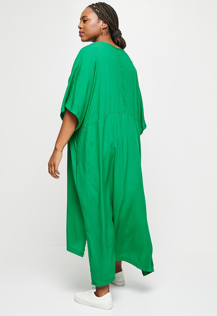 edit Plus - V-neck cacoon dress - emerald