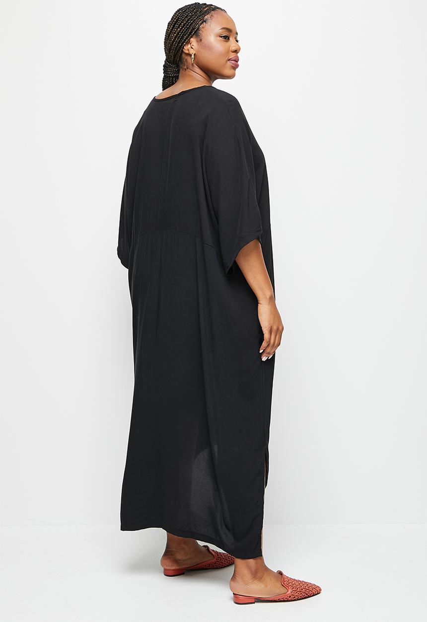 edit Plus - V-neck cacoon dress - black