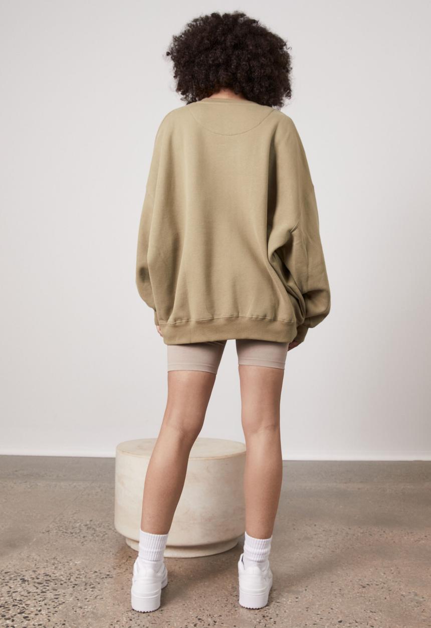 Factorie - Slouchy premium graphic crew - olive leaf