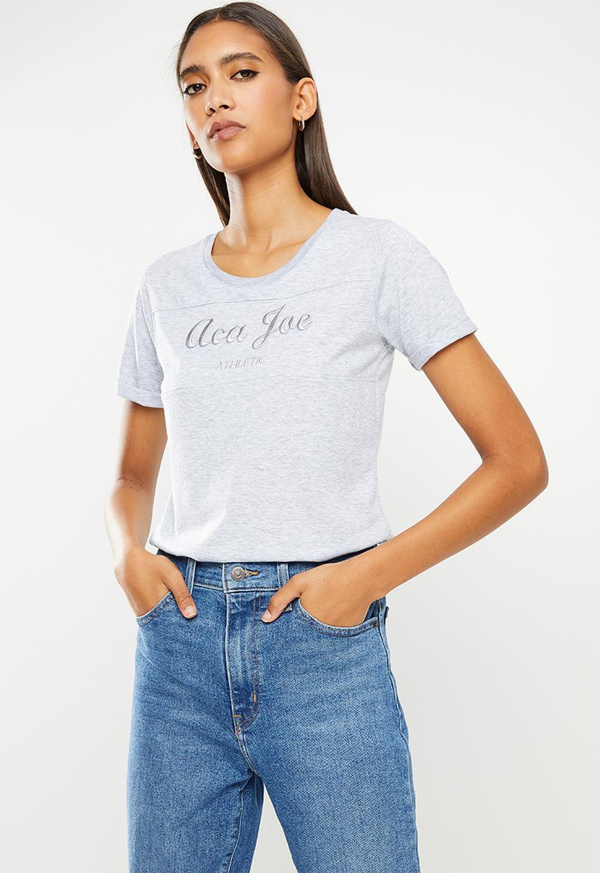 Aca Joe - Ladies aca joe cut & sew with 3d emb sj T-shirt - grey