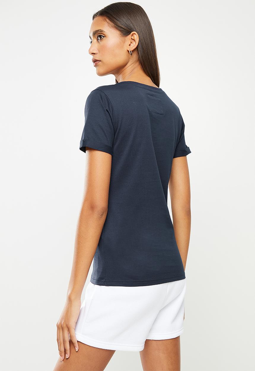 Aca Joe - Ladies aca joe cut & sew with 3d emb sj T-Shirt - navy