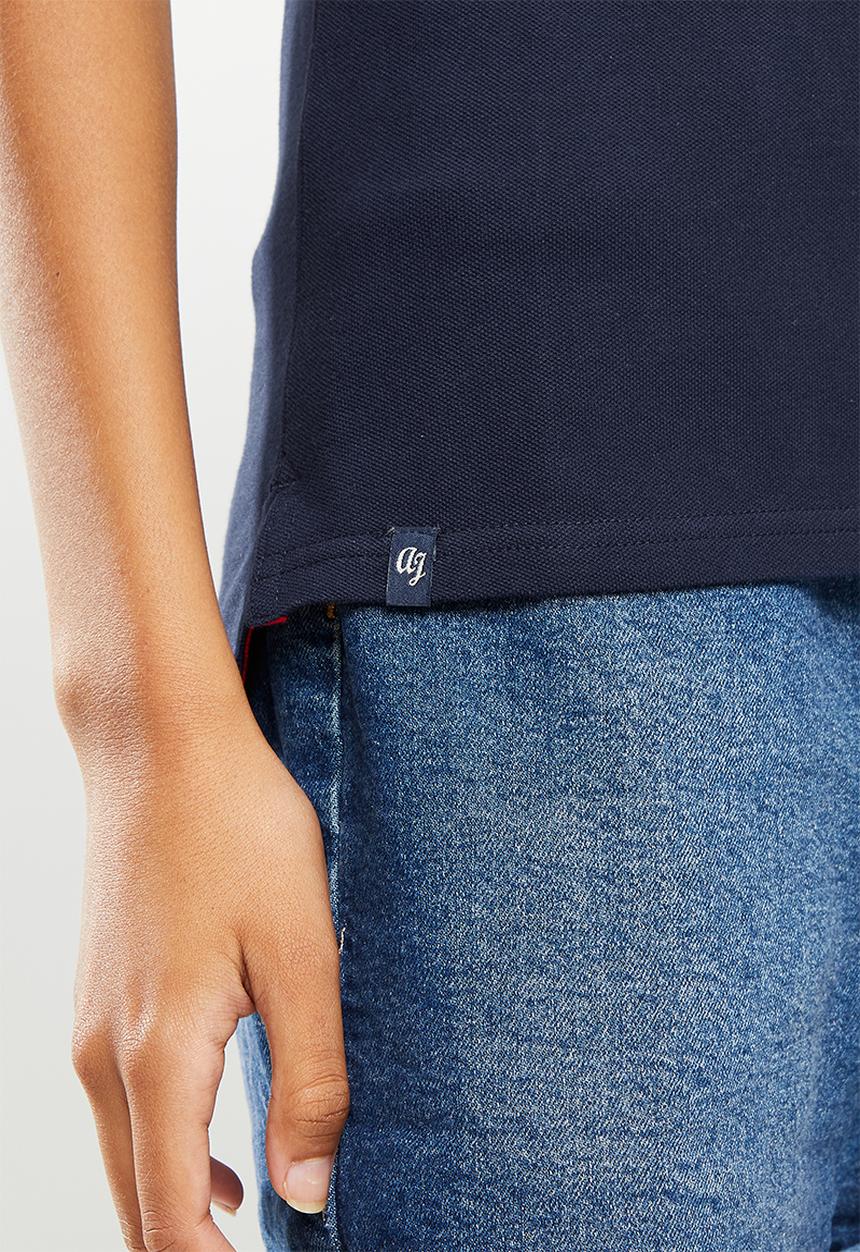 Aca Joe - Ladies aca joe tipped collar - logo golfer - navy