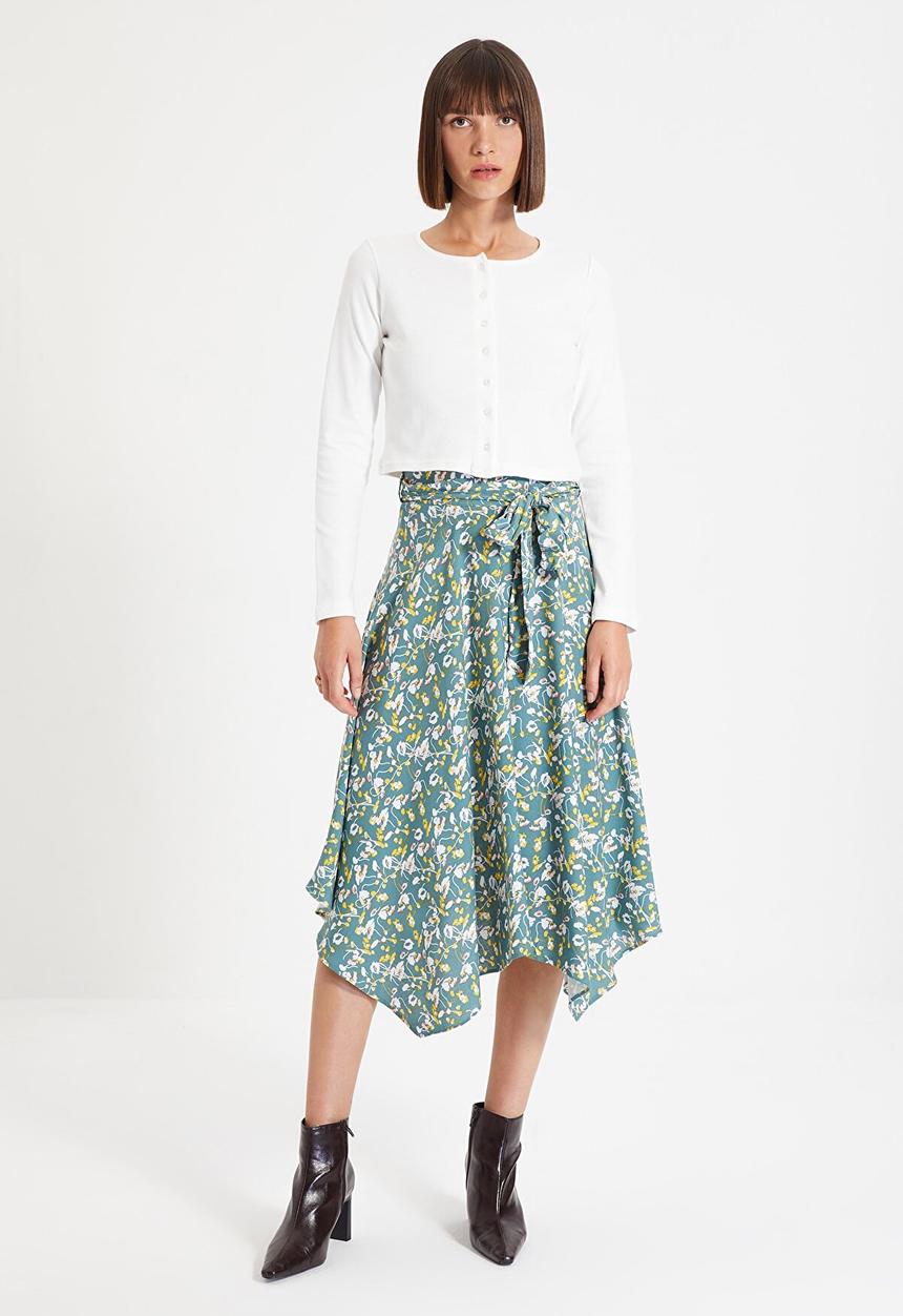 Trendyol - Belted skirt - green