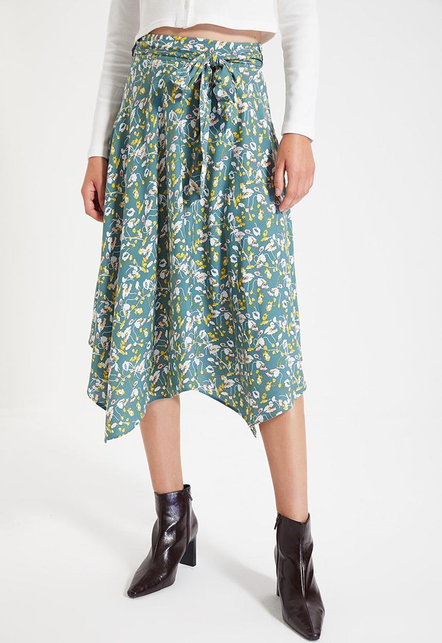 Trendyol - Belted skirt - green
