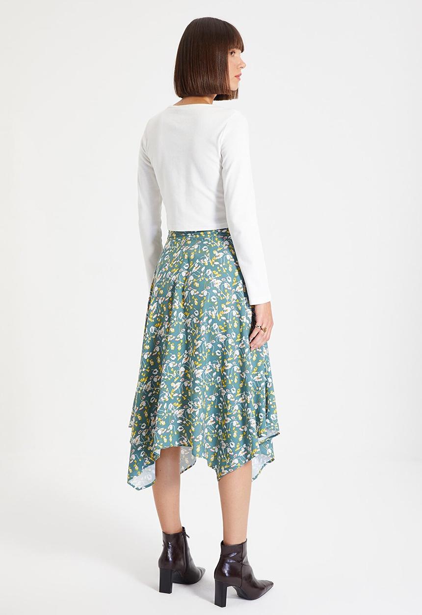 Trendyol - Belted skirt - green