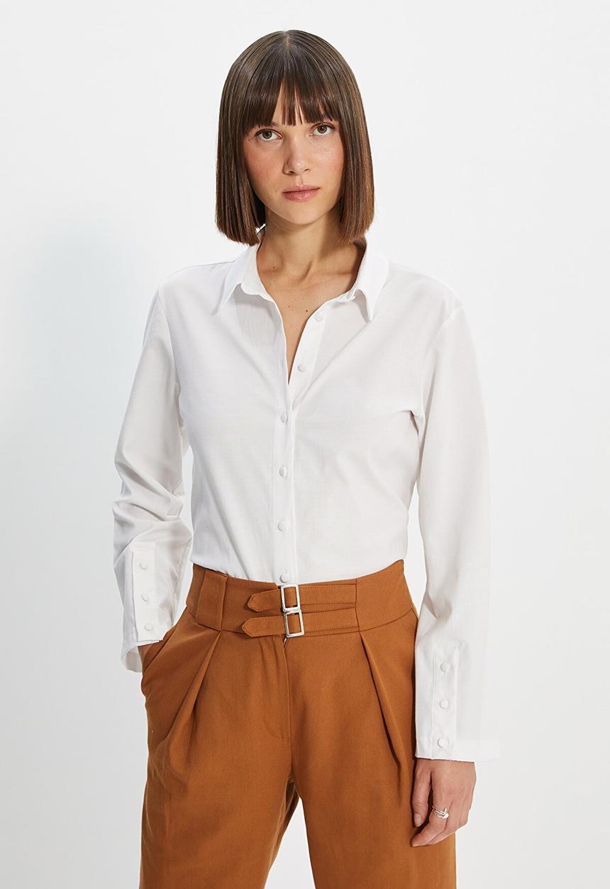 Trendyol - Button detailed shirt - ecru