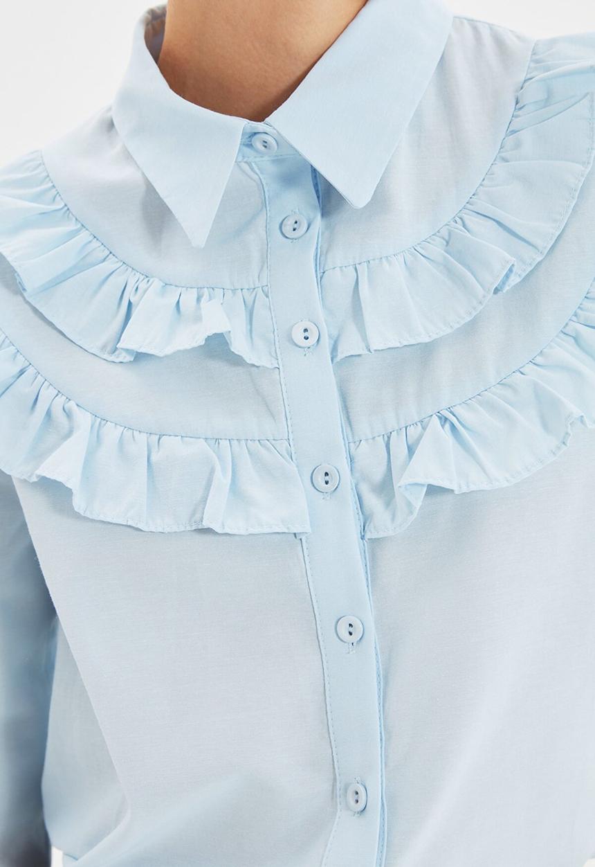 Trendyol - Stand up collar shirt - blue