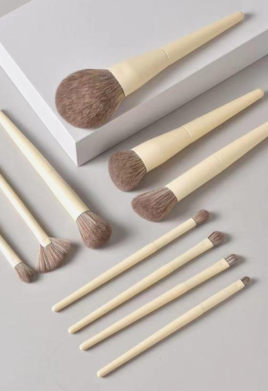 Glam Beauty - 10 Piece Ivory Aluminum Make Up Brush Set