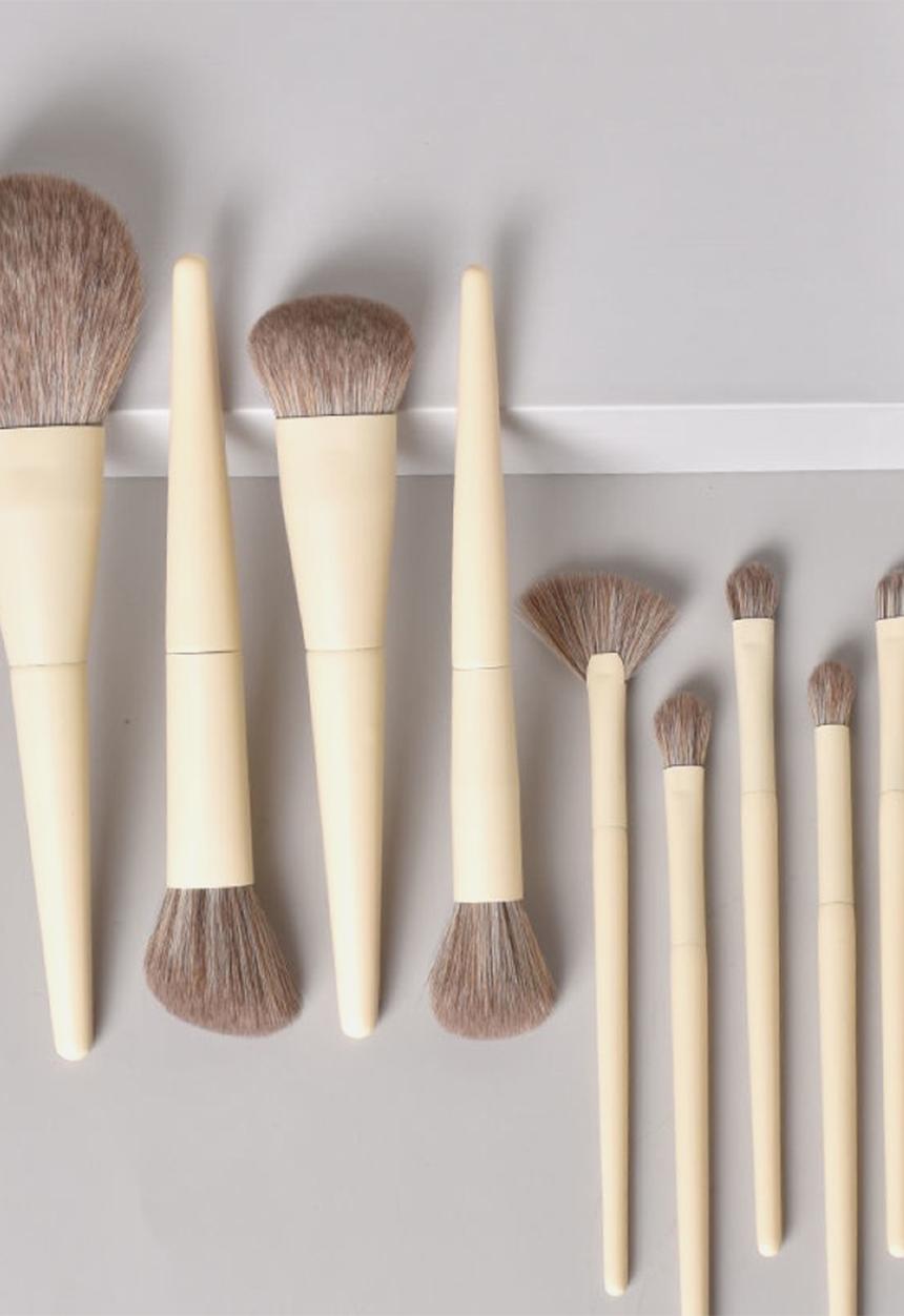 Glam Beauty - 10 Piece Ivory Aluminum Make Up Brush Set