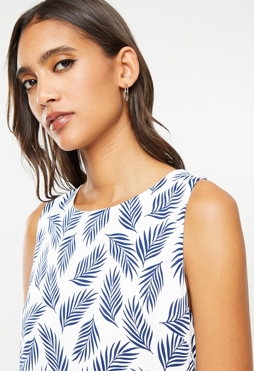 Glamorous - Alpha palm dress - white & navy