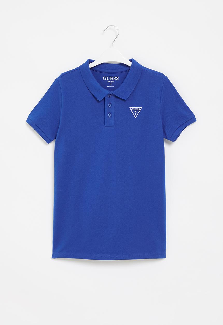 GUESS - Short sleeve Guess core embroider golfer - blue 