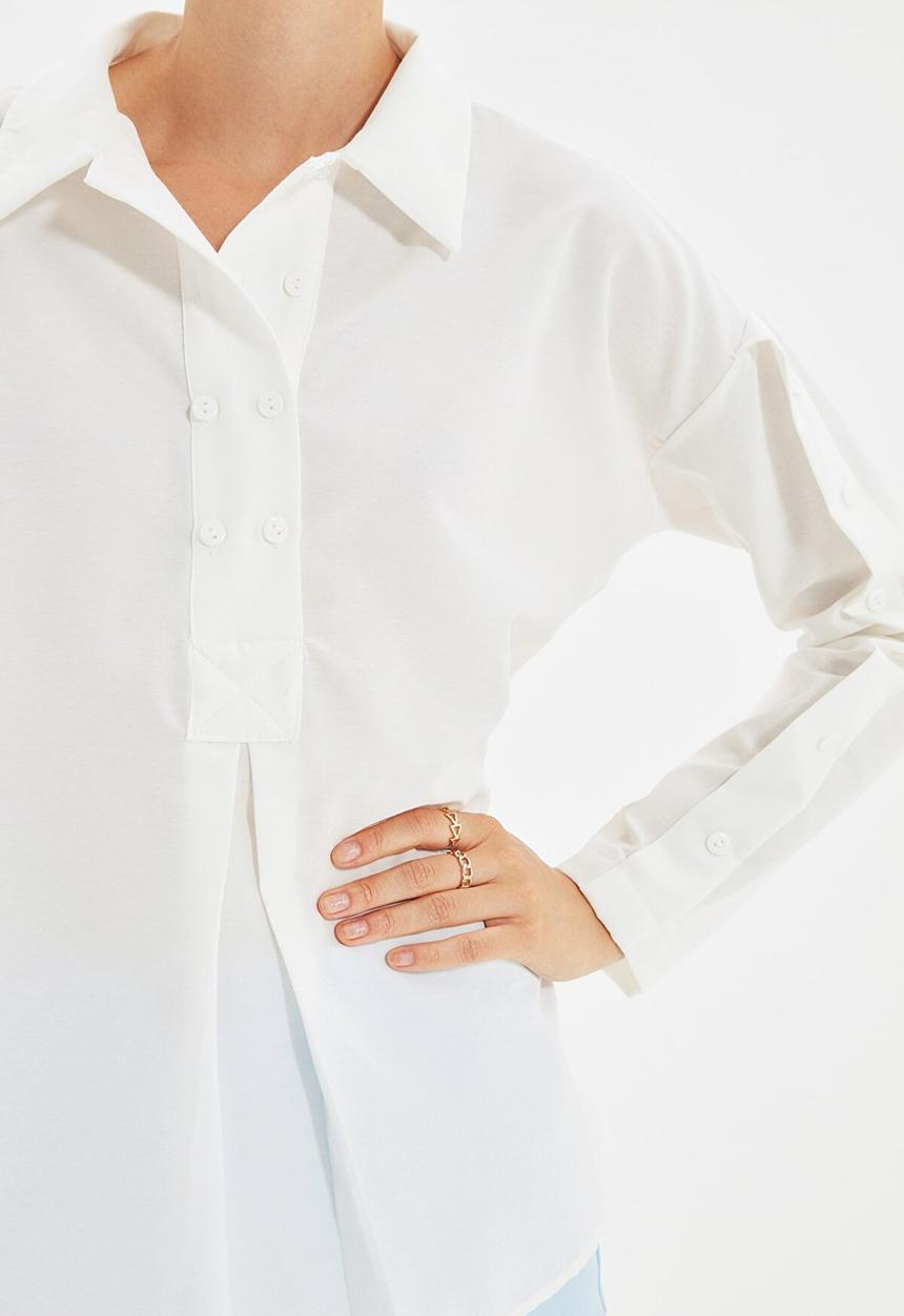 Trendyol - Buttoned blouse - ecru