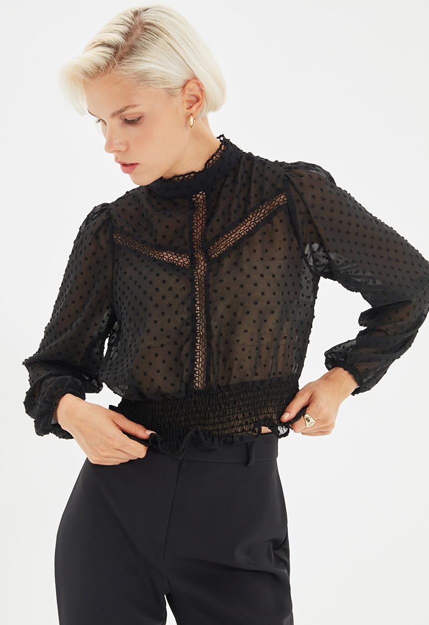 Trendyol - Gipple crop blouse - black