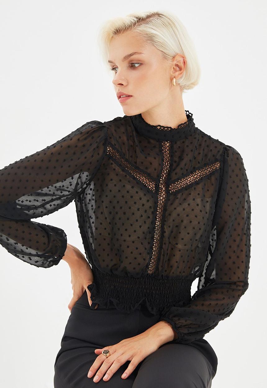 Trendyol - Gipple crop blouse - black