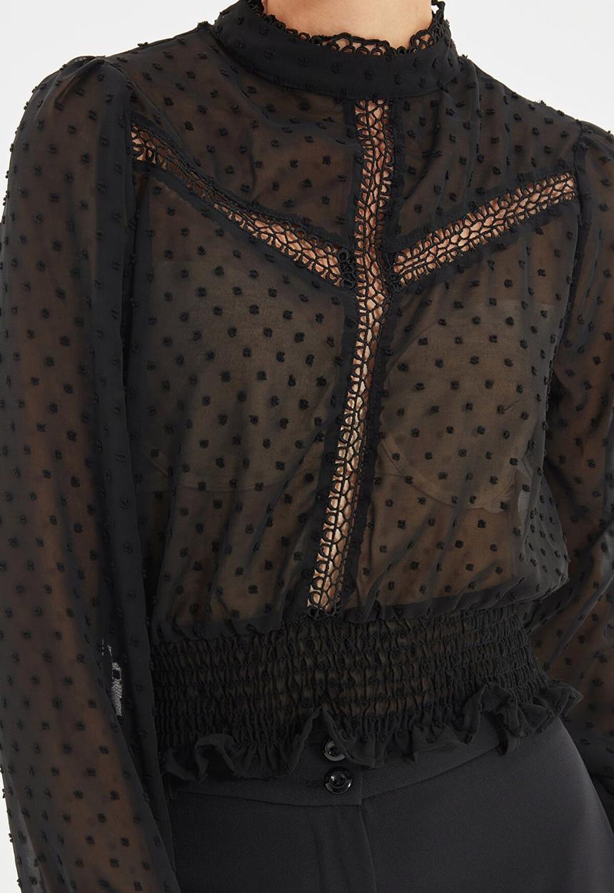 Trendyol - Gipple crop blouse - black