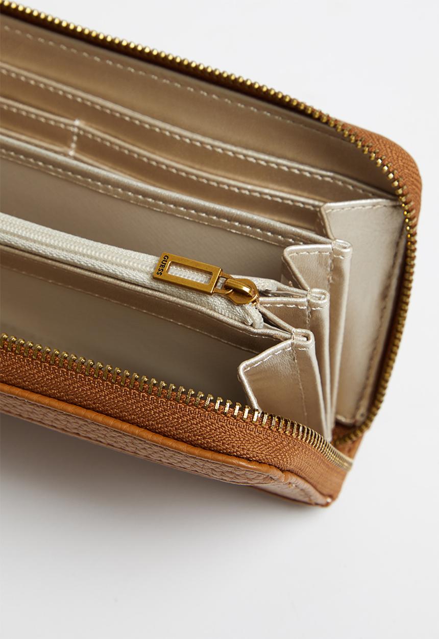 GUESS - Downtown chic slg large zip around - cognac