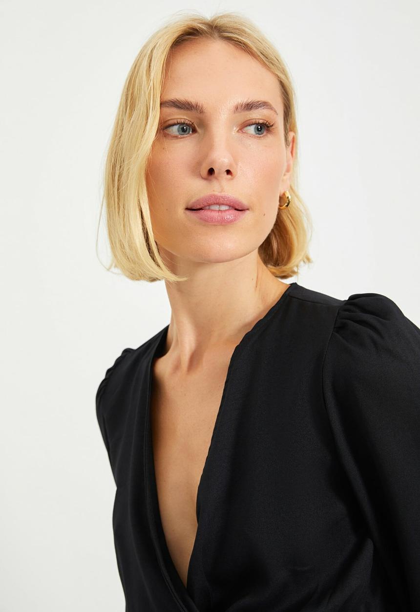Trendyol - Double breasted collar dress - black