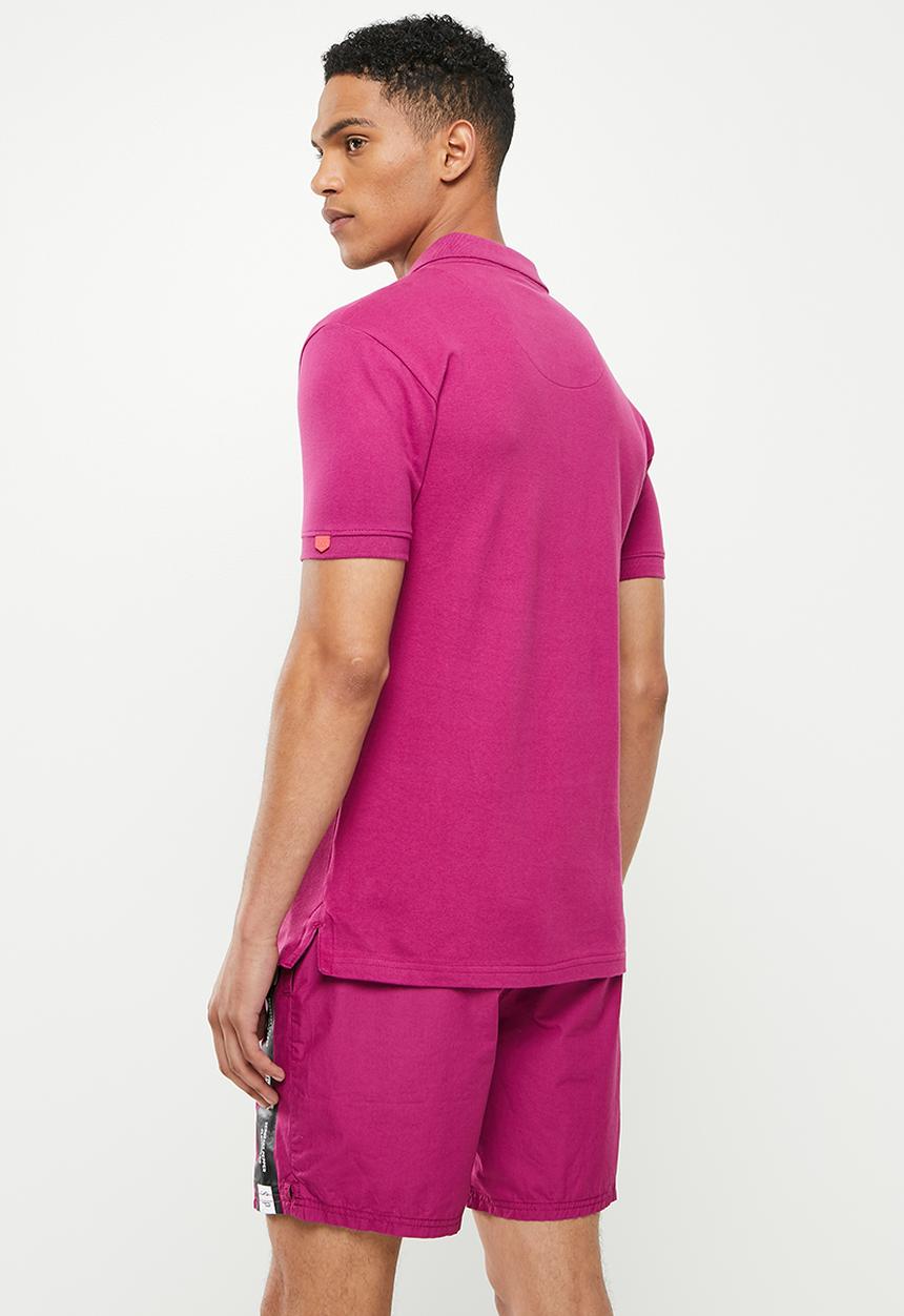 S.P.C.C - Cayenne slimline fit side slit straight hem polo - orchid