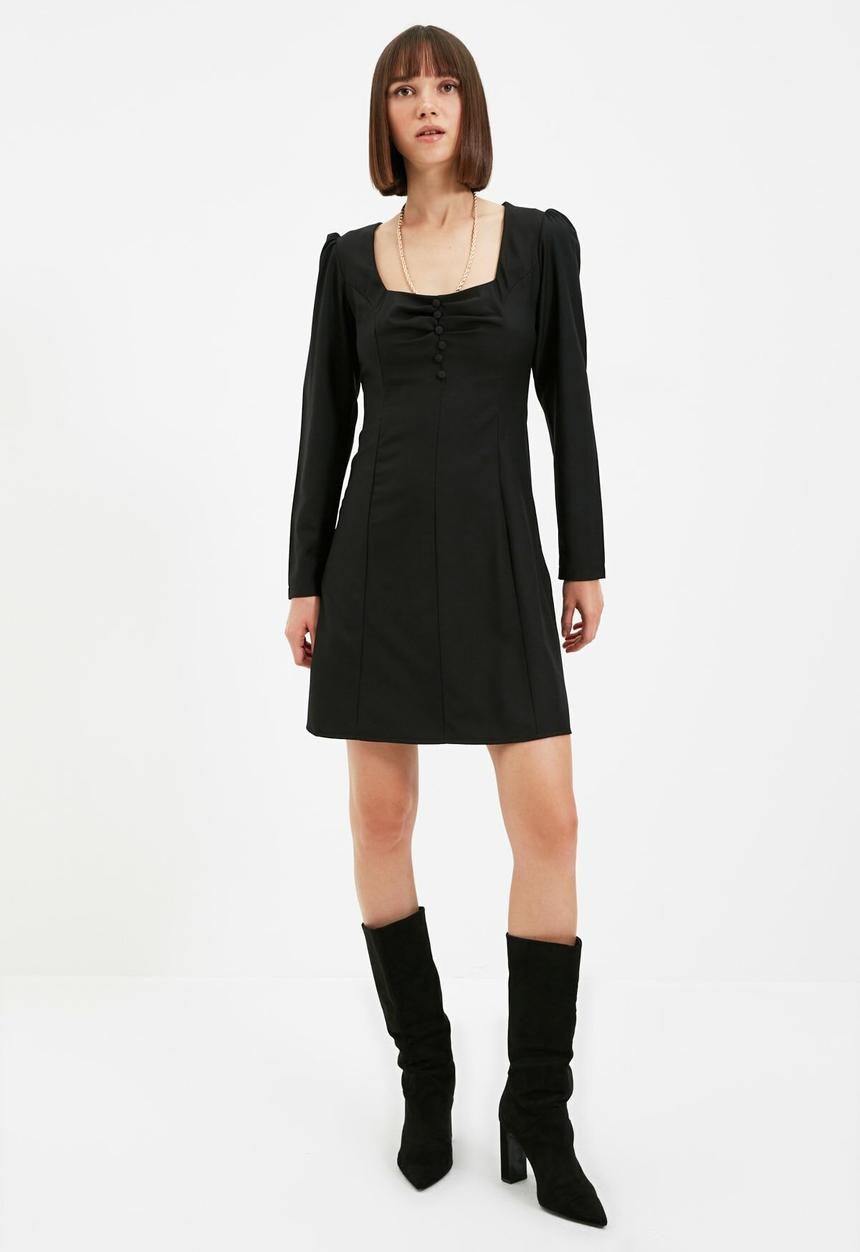 Trendyol - Square collar dress - black