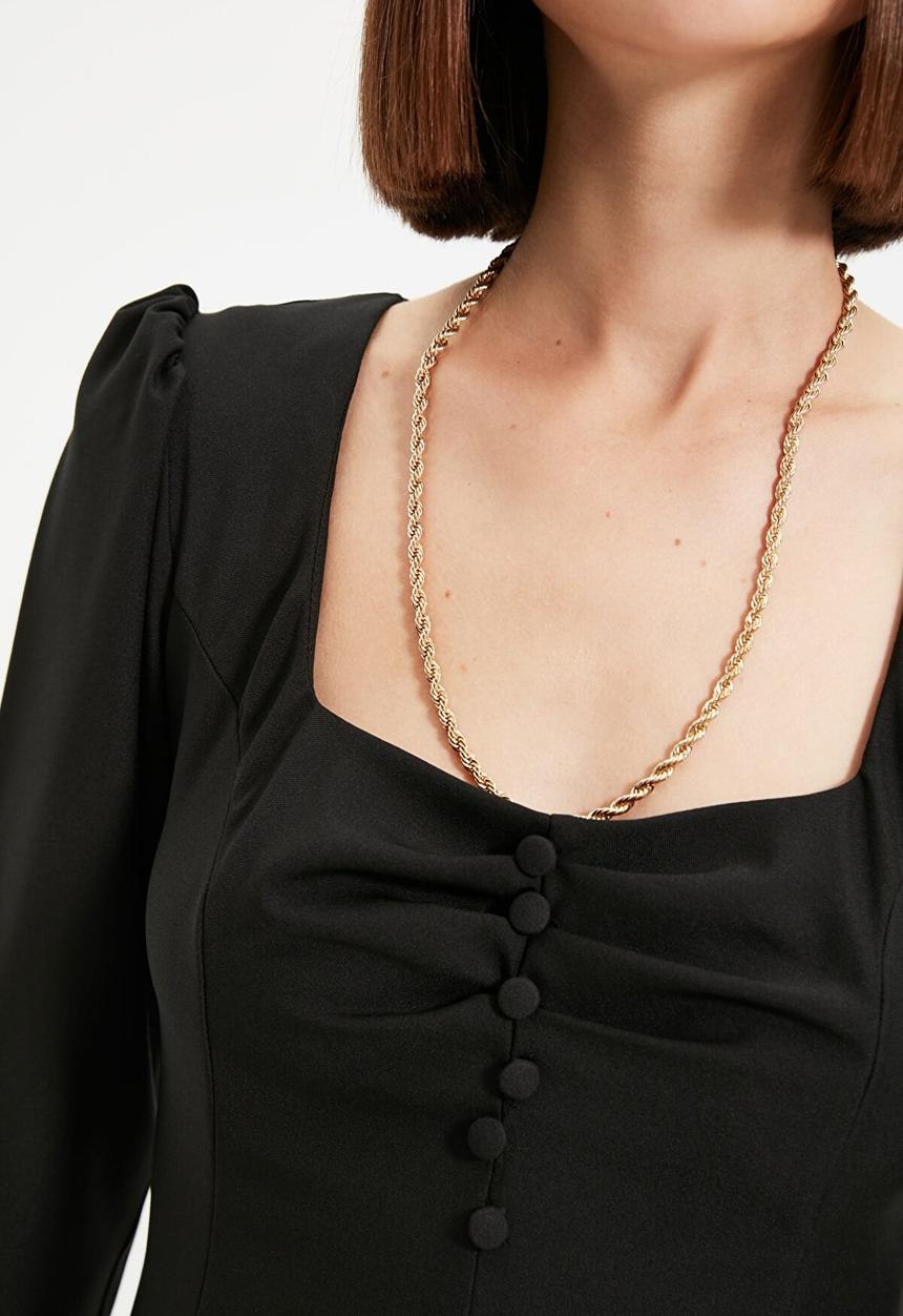 Trendyol - Square collar dress - black