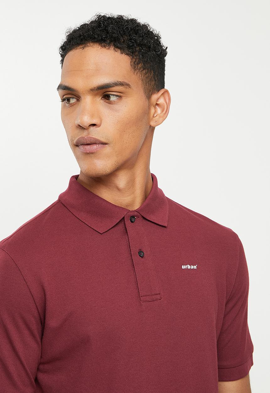 urban° - Urban short sleeve small logo golfer - maroon