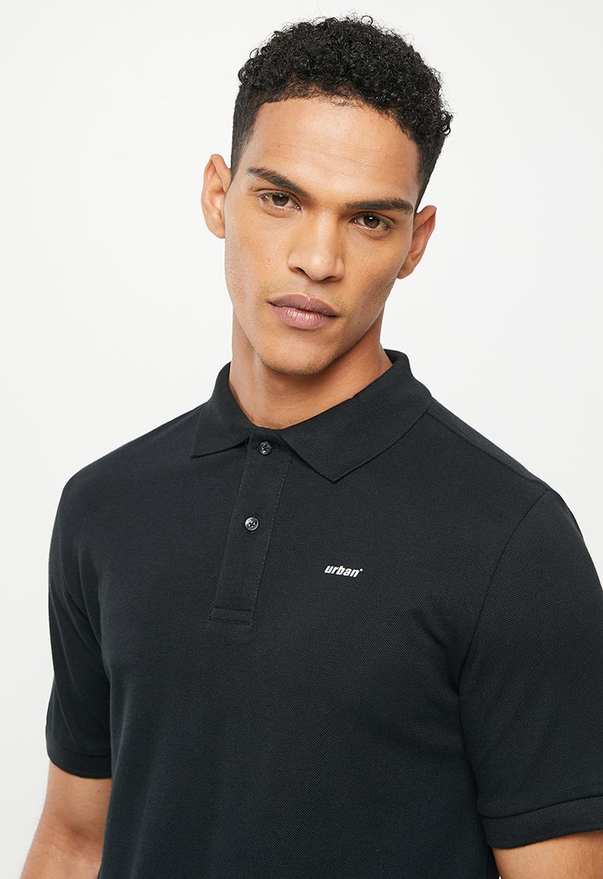 urban° - Urban short sleeve small logo golfer - black