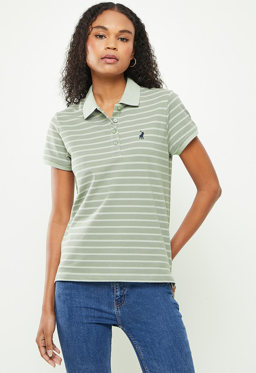 POLO - Bella stripe short sleeve golfer - green stripe