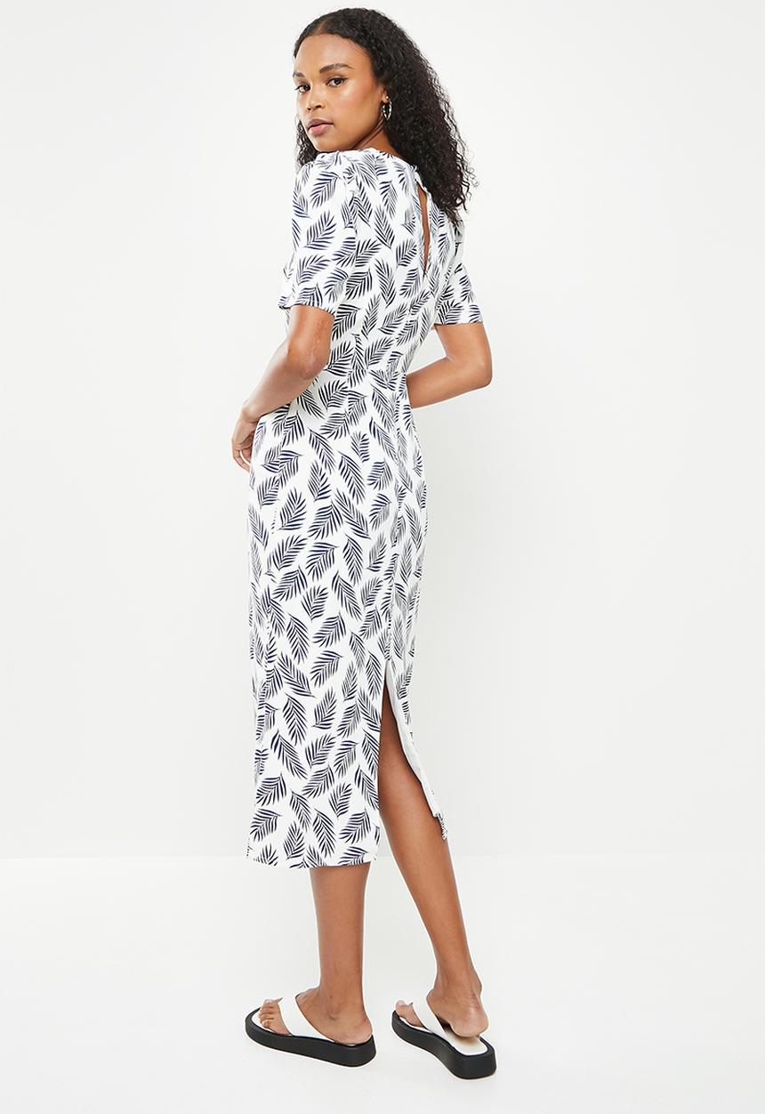 Glamorous - Palm dress - white & navy