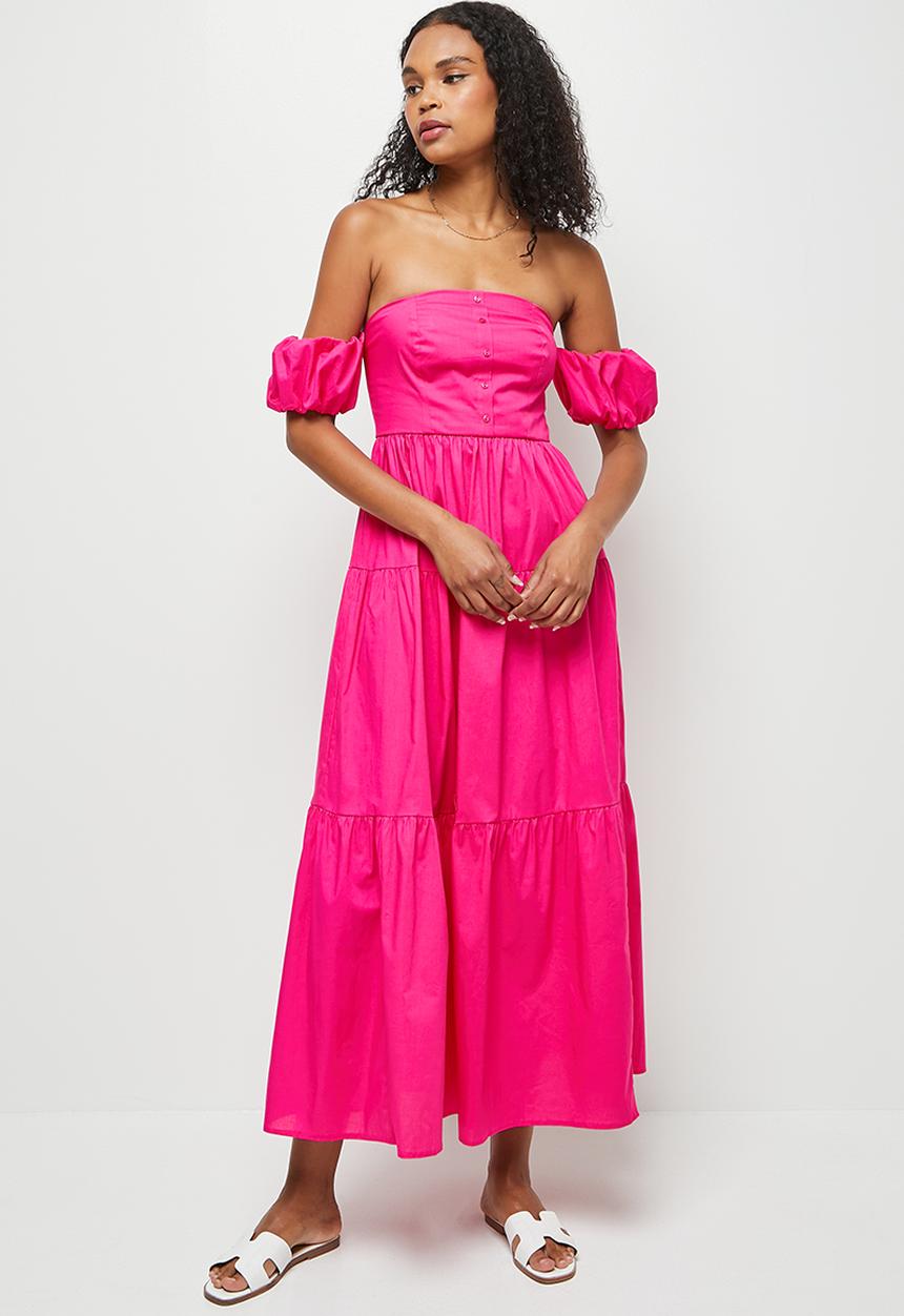 MILLA - Off shoulder tiered dress - pink yarrow