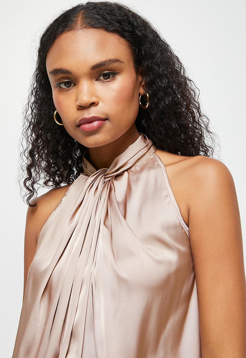MILLA - Halter twist blouse - champagne