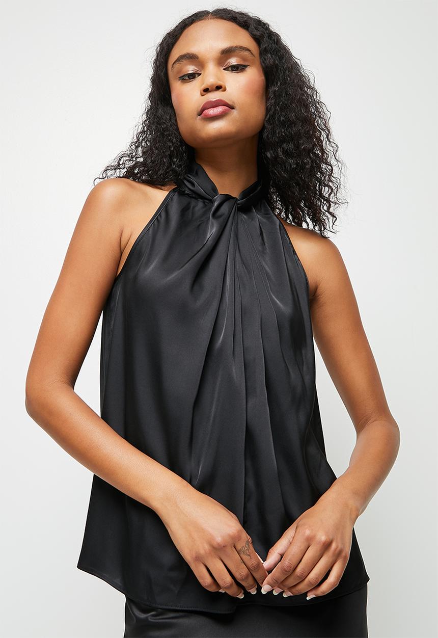 MILLA - Halter twist blouse - black