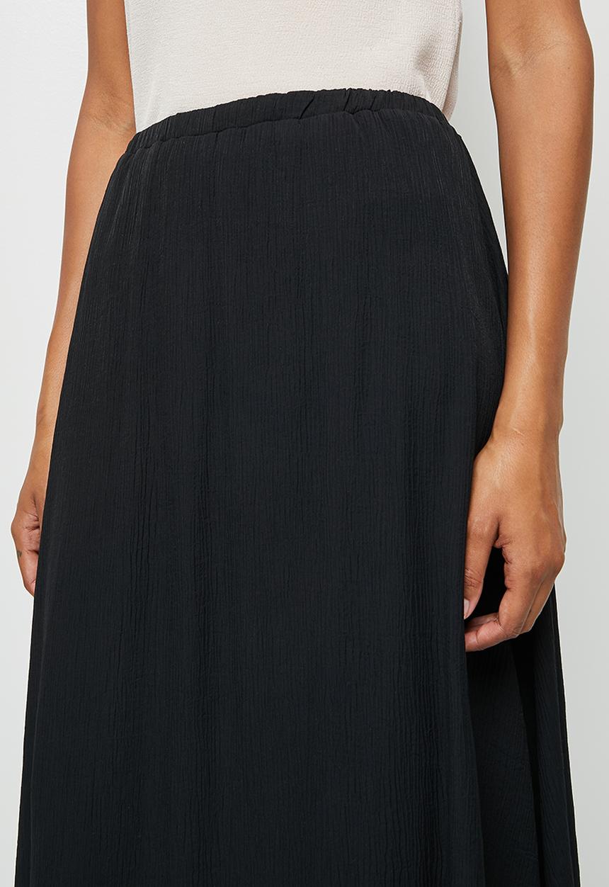 MILLA - Textured pull on midi skirt - black