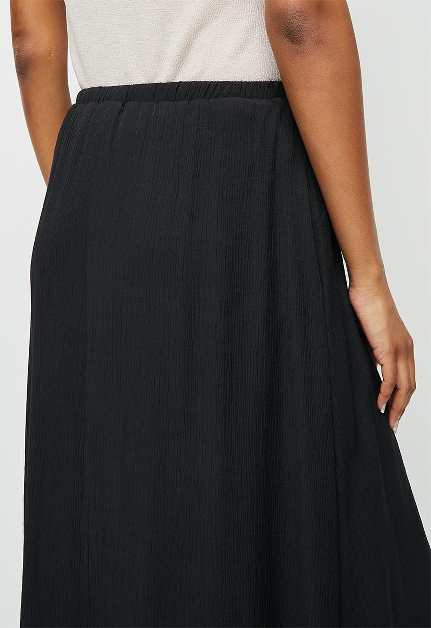 MILLA - Textured pull on midi skirt - black
