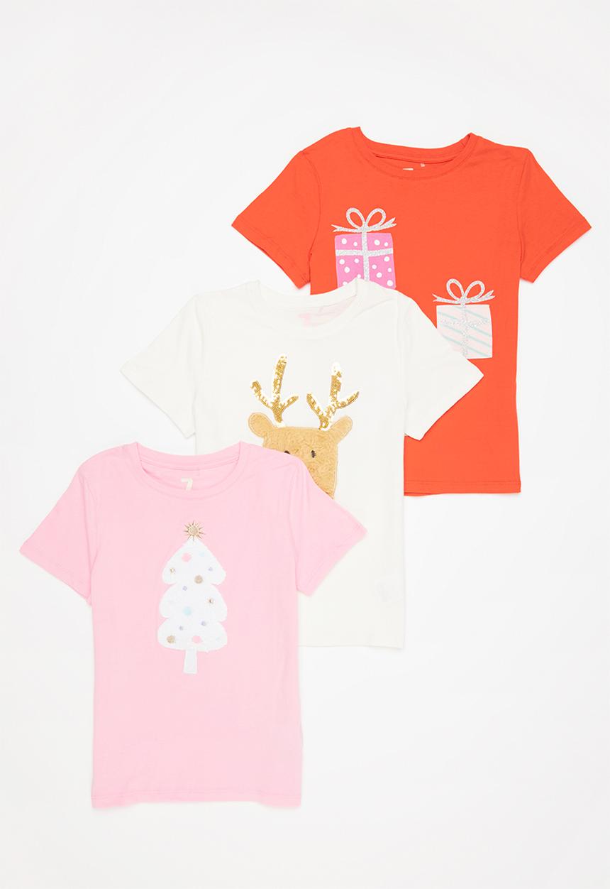 Cotton On - Girls multipack stevie short sleeve tee 3 pack - cute christmas bundle