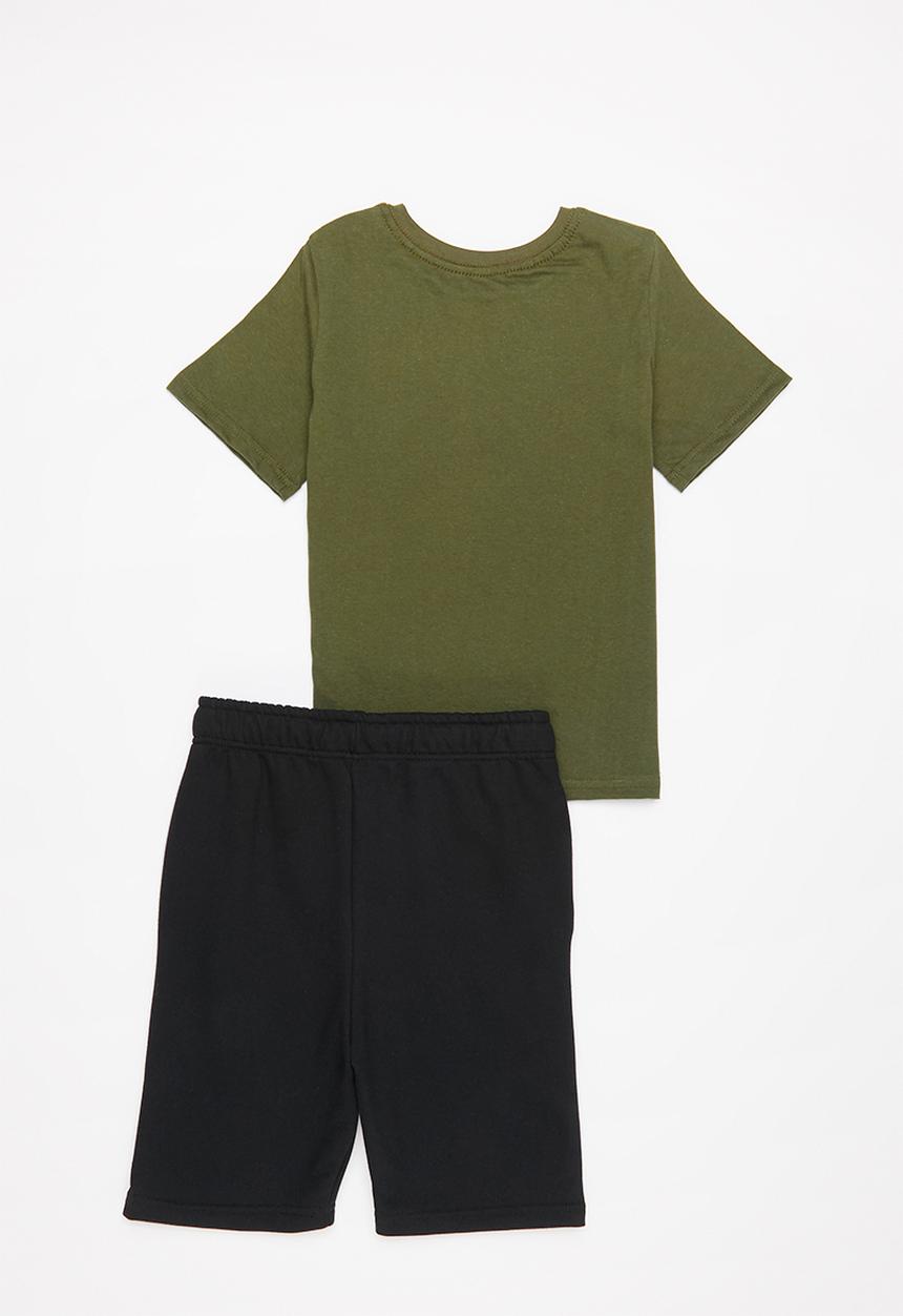 Pop Candy - Boys tee & shorts set - olive khaki