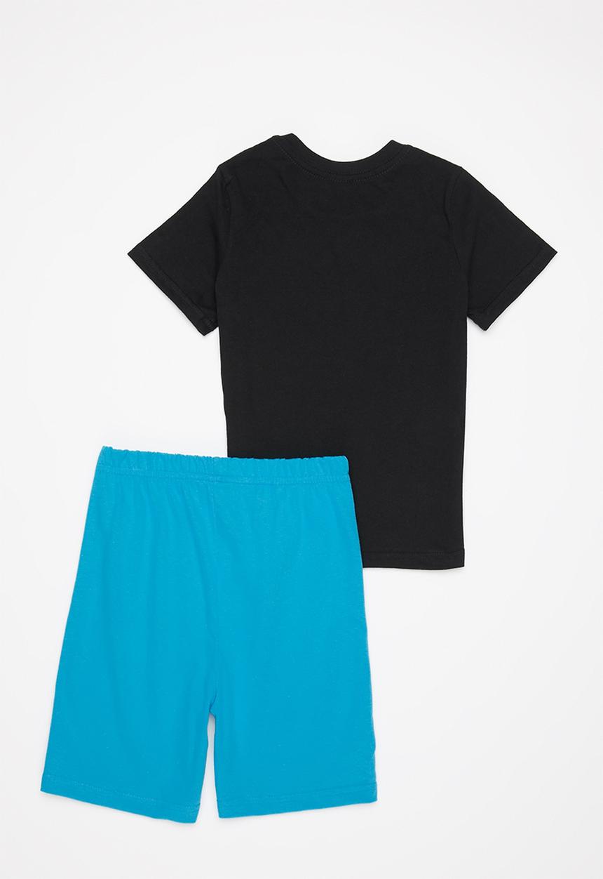 Pop Candy - Boys tee & shorts pj set - teal & black